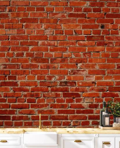 rød tilpasselig mursten tapet vægmaleri kaldet Red Brick Wall til soveværelser og kontorer
