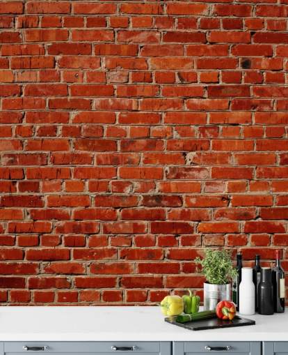 papier peint mural en brique rouge personnalisable appelé Red Brick Wall pour les chambres et les bureaux papier peint mural en brique rouge personnalisable appelé Red Brick Wall pour les chambres et les bureaux