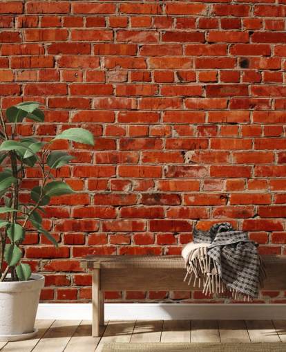 rotes personalisierbares Backsteintapeten-Wandbild namens Red Brick Wall für Schlafzimmer und Büros rotes personalisierbares Backsteintapeten-Wandbild namens Red Brick Wall für Schlafzimmer und Büros