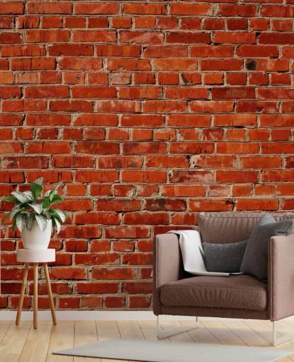 rød tilpassbar murstein tapet veggmaleri kalt Red Brick Wall for soverom og kontorer
