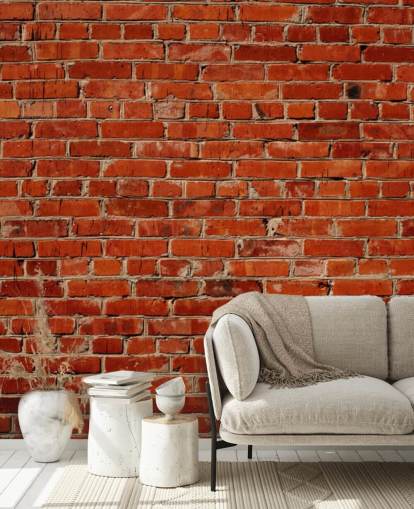 mural de papel pintado de ladrillo rojo personalizable llamado Red Brick Wall para dormitorios y oficinas