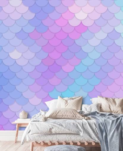 pastel coloured mermaid scales wallpaper