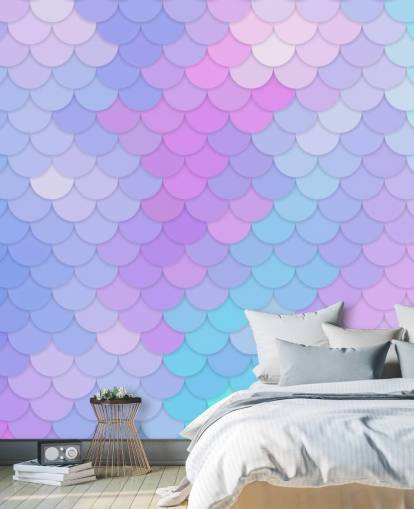 pastel coloured mermaid scales wallpaper