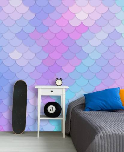 pastel coloured mermaid scales wallpaper