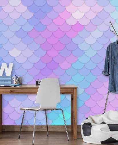 pastel coloured mermaid scales wallpaper