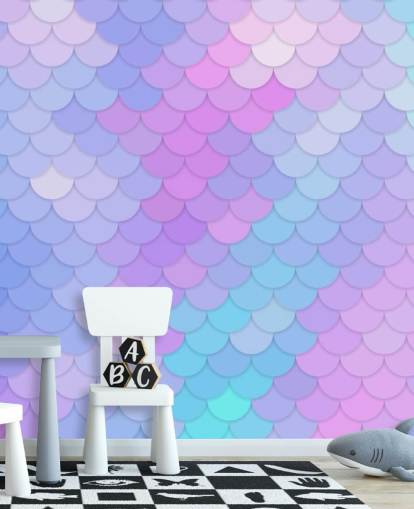 pastell farget havfrue skalaer tapet