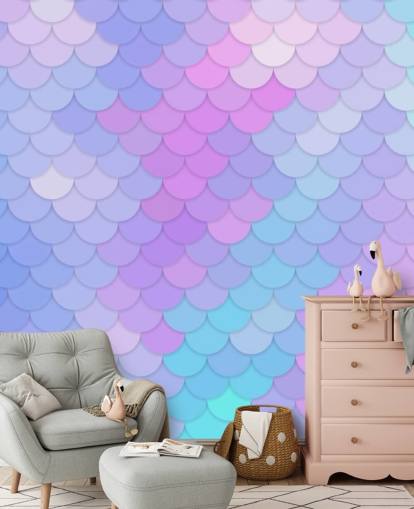 pastel coloured mermaid scales wallpaper