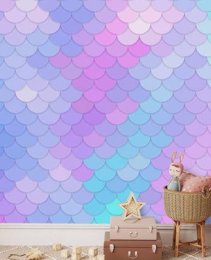 pastel coloured mermaid scales wallpaper
