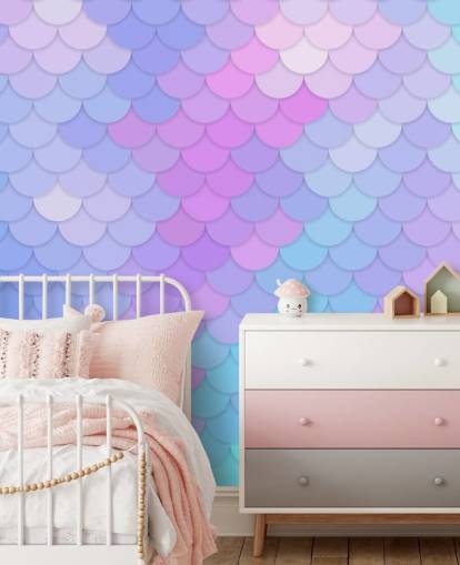 pastel coloured mermaid scales wallpaper