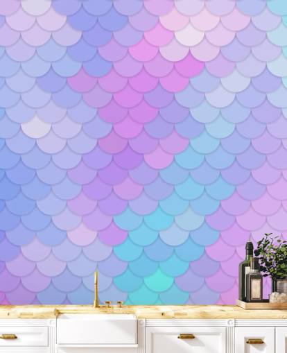 pastellfarbene Meerjungfrau Schuppen Tapete