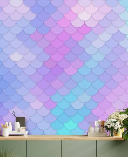pastel coloured mermaid scales wallpaper