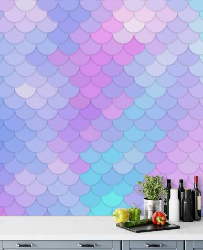 pastel farvede havfrue skalaer tapet