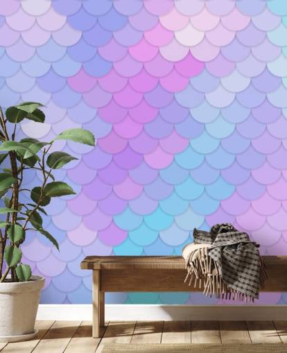pastel coloured mermaid scales wallpaper