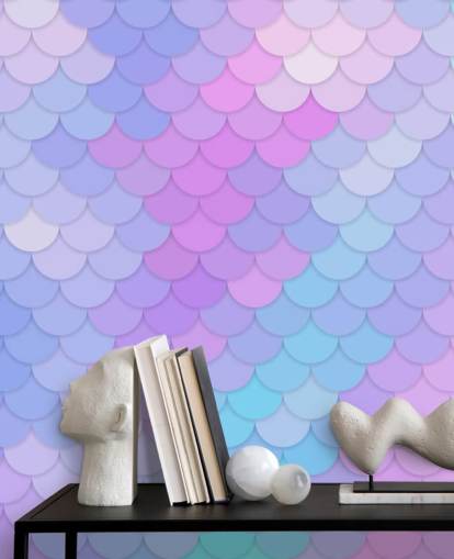 pastel coloured mermaid scales wallpaper