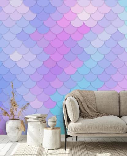 pastel coloured mermaid scales wallpaper
