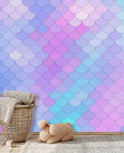 pastel farvede havfrue skalaer tapet