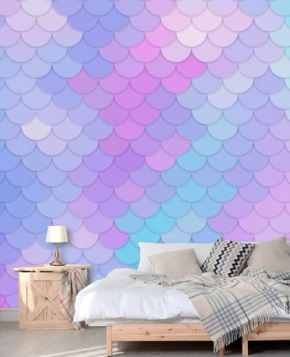 pastel coloured mermaid scales wallpaper