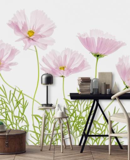 roze bloem groeit van grondbehang