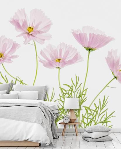 roze bloem groeit van grondbehang roze bloem groeit van grondbehang