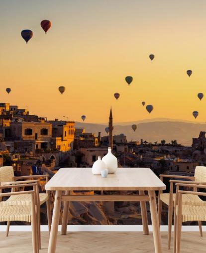 Sunrise over Cappadocia with hot air balloons wall mural Sunrise over Cappadocia with hot air balloons wall mural