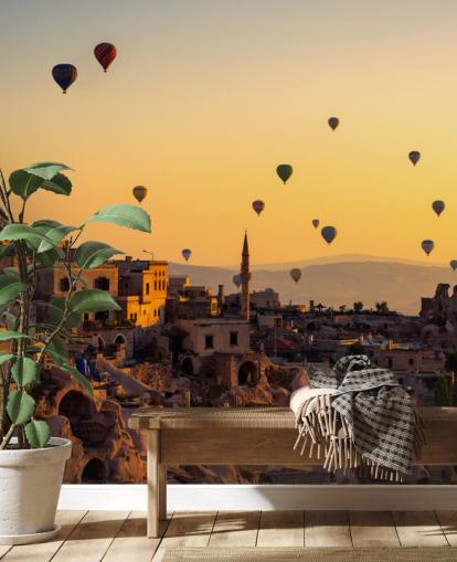 Adesivo da Parete Alba sulla Cappadocia con mongolfiere
