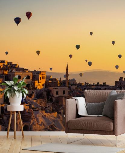 Adesivo da Parete Alba sulla Cappadocia con mongolfiere