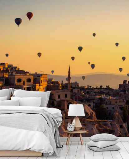 Sunrise over Cappadocia with hot air balloons wall mural Sunrise over Cappadocia with hot air balloons wall mural