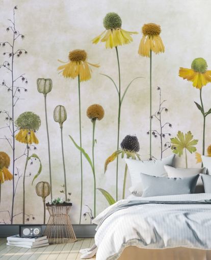 gul helenium blommor tapeter