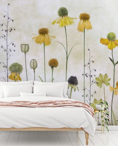 papel tapiz de flores de helenio amarillo papel tapiz de flores de helenio amarillo