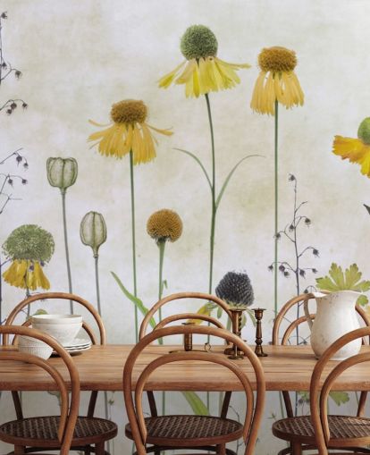 carta da parati fiori helenium gialli