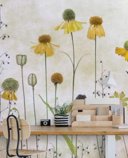 geel helenium bloemen behang geel helenium bloemen behang
