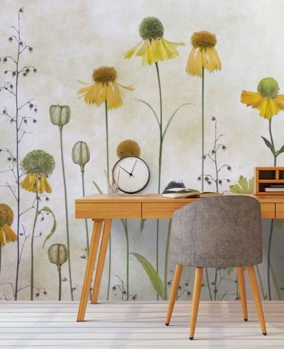 papel tapiz de flores de helenio amarillo