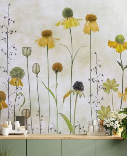 papel tapiz de flores de helenio amarillo