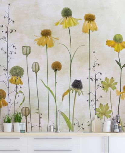 gul helenium blomster tapet