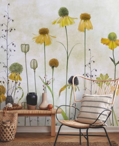 carta da parati fiori helenium gialli
