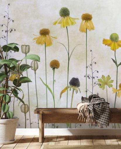 gelbe Helenium Blumen Tapete
