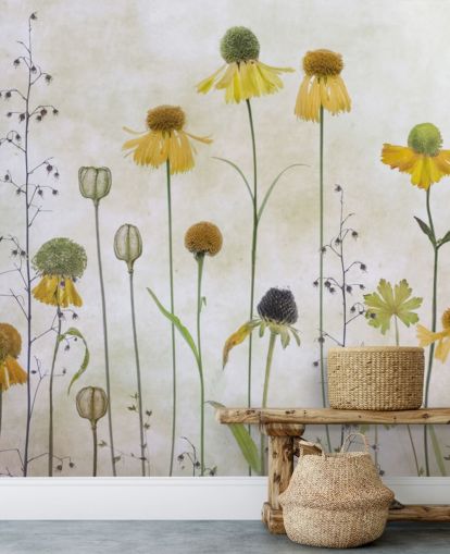 gelbe Helenium Blumen Tapete