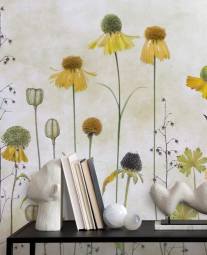 papel tapiz de flores de helenio amarillo
