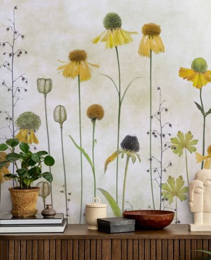 geel helenium bloemen behang geel helenium bloemen behang