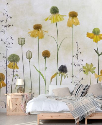 gul helenium blomster tapet