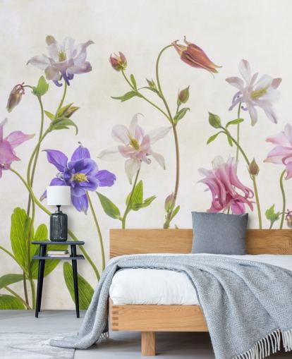 papel de parede de flores de prado rosa e azul papel de parede de flores de prado rosa e azul