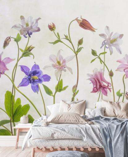 roze en blauwe weide bloemen behang