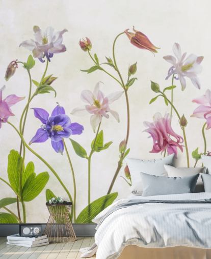 carta da parati fiori di prato rosa e blu carta da parati fiori di prato rosa e blu