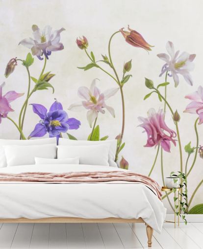 carta da parati fiori di prato rosa e blu