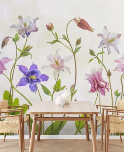 papel pintado de flores de prado rosa y azul papel pintado de flores de prado rosa y azul