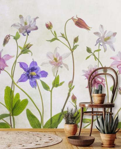 papel pintado de flores de prado rosa y azul papel pintado de flores de prado rosa y azul