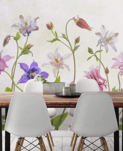 roze en blauwe weide bloemen behang