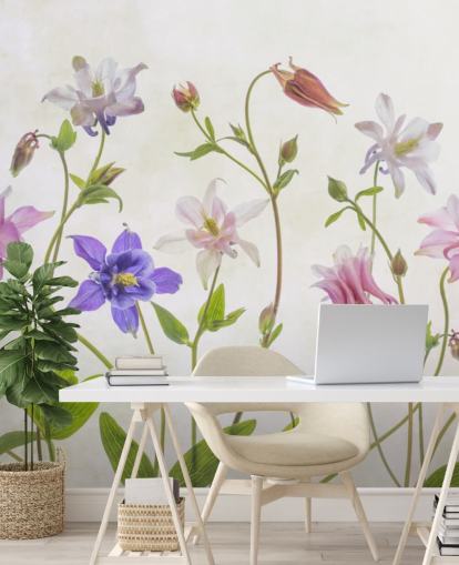 roze en blauwe weide bloemen behang