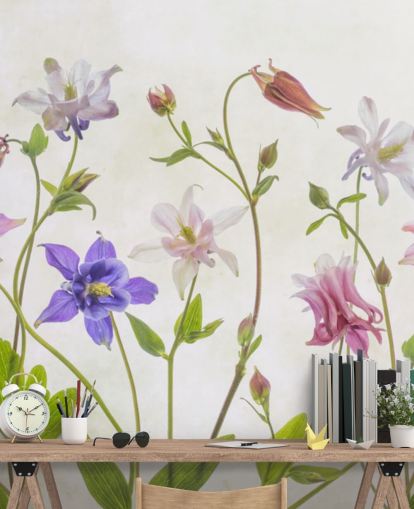 pink and blue meadow flowers wallpaper