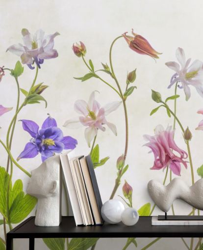 carta da parati fiori di prato rosa e blu